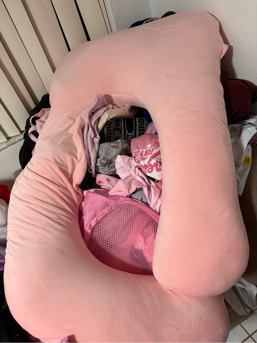 Large U-Shaped Pink Body Pillow